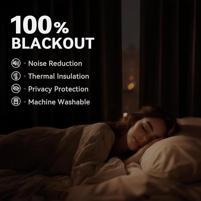 100% Blackout Linen Textured Curtains 90 Inch Long, Loden | 100% Blackout Shield - Image 3