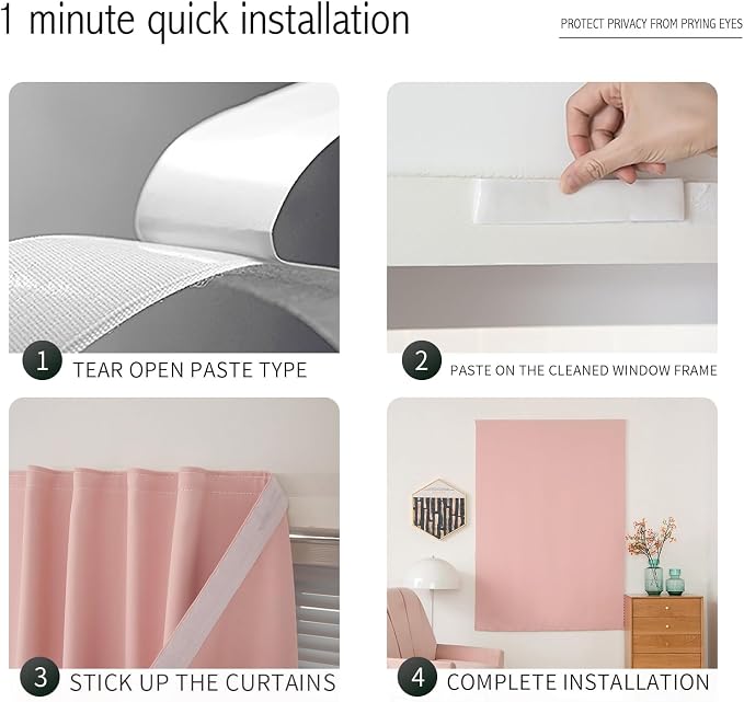 Self Adhesive Blackout Curtains- Stick on Curtains Shades Window Blinds Curtain - Image 3