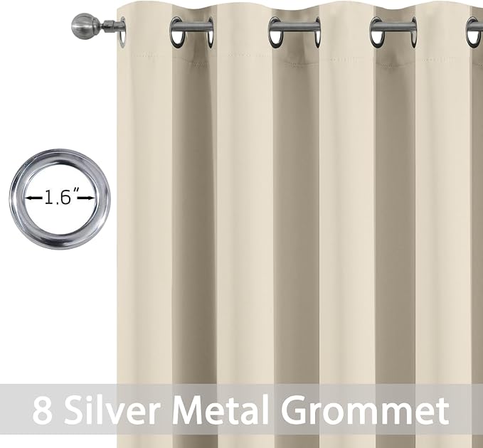 Yakamok Room Darkening Curtains 52x63 inch Length Cream Beige-Living Room | 2 - Image 2