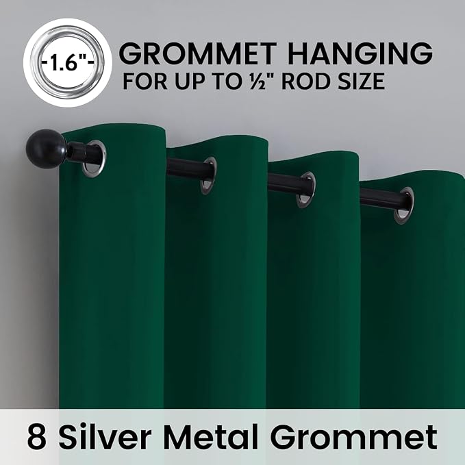SimpleHome Dark Green 100% Blackout Curtains Room Darkening Living Room 54 | - Image 6
