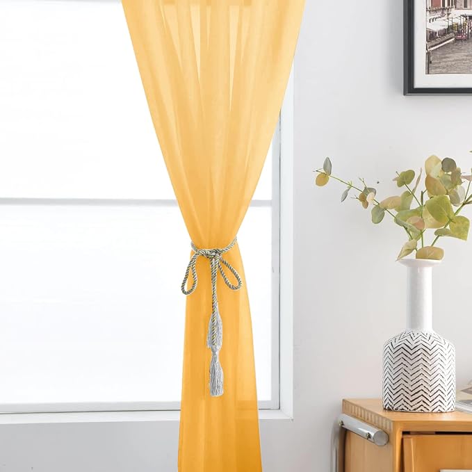 SpaceDresser Basic Rod Pocket Sheer Voile Window Curtain Panels Sand 1 Pair 2 - Image 5