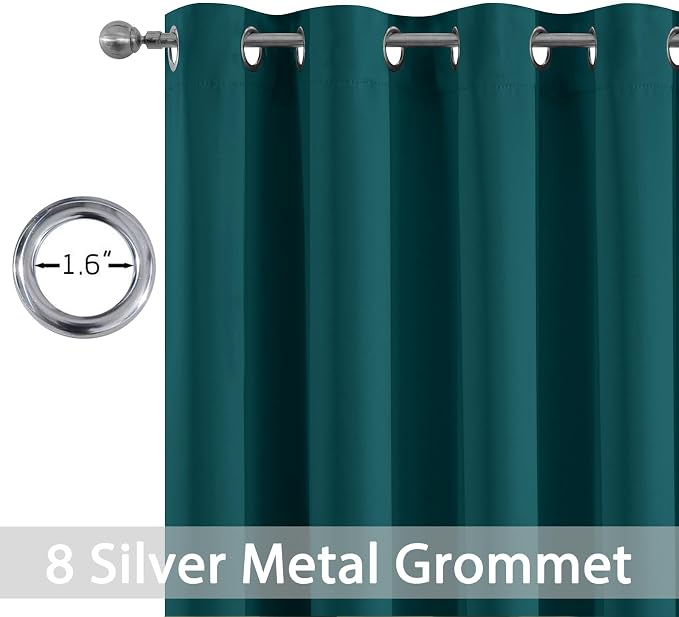 Yakamok Room Darkening Curtains 52x72 inch Length Dark Teal-Living Room | 2 - Image 2
