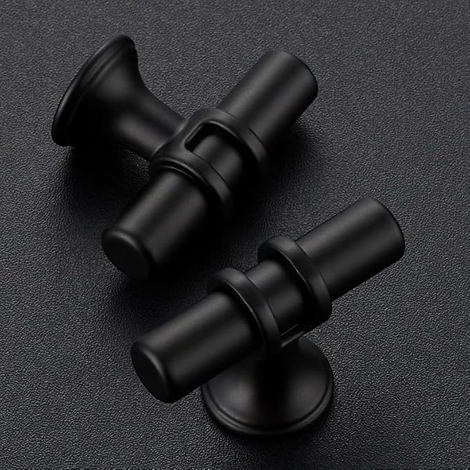 20 Pack Matte Black Cabinet Knobs - Kitchen Cabinet Knobs Black Cabinet Pulls for Kitchen Cabinet Drawer Stainless Steel Dresser Knobs for Cabinet Hardware 2 Inch Length Single Hole T Bar