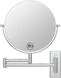 Wall Mounted Makeup Mirror 1X/10x, 8" Double-Sided Swivel Extendable Mirror for Bathroom, Chrome Finish