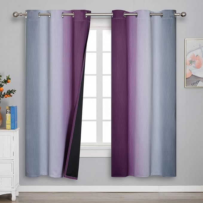 Purple and Grey Ombre Blackout Curtains - Image 2