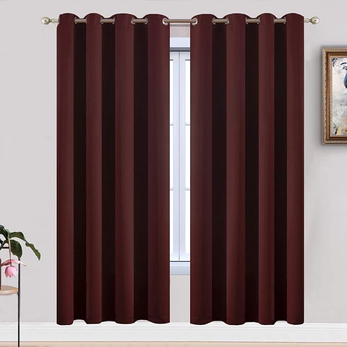 Yakamok Room Darkening Curtains 52x72 inch Length Burgundy Red-Living Room | 2 by Yakamok