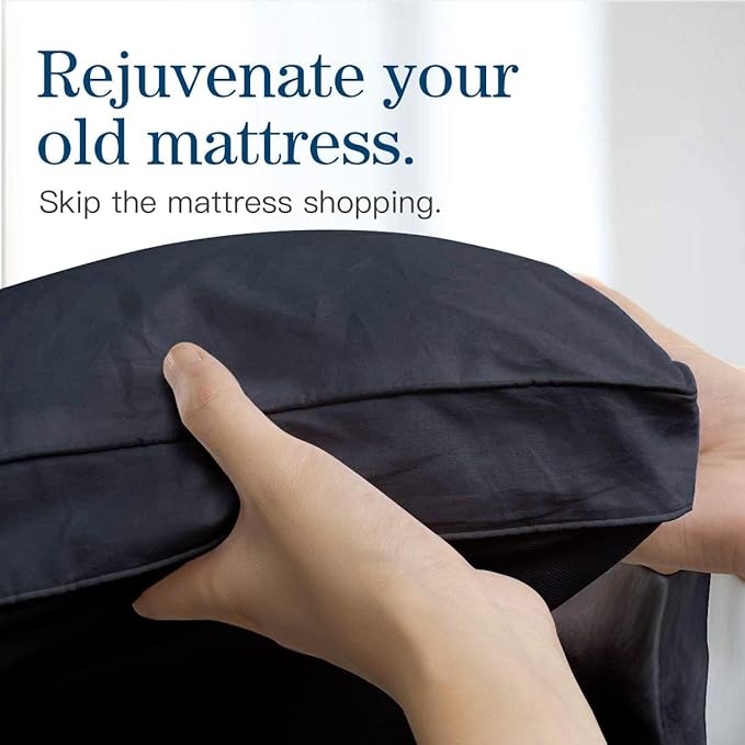 COONP Twin XL Mattress Topper, Extra Thick Pillowtop, Cooling Plush Mattress Pad Cover Bed Topper Protector with 8-21 Inch Deep Pocket (Black, Twin XL)