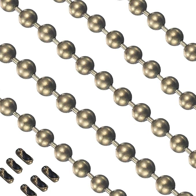 Vinaco Pull Chain Extension, 2 Pack 36 inch Fan Chain Extender with 6 Strong Matching Connectors, Strong Bearing & Rustproof #6 Size Pull Chain for Ceiling Fan Pull Chain