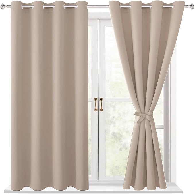 Blackout Curtains for Bedroom, 52 x 54 Inches Long, 2 Panels | Thermal by Hiasan