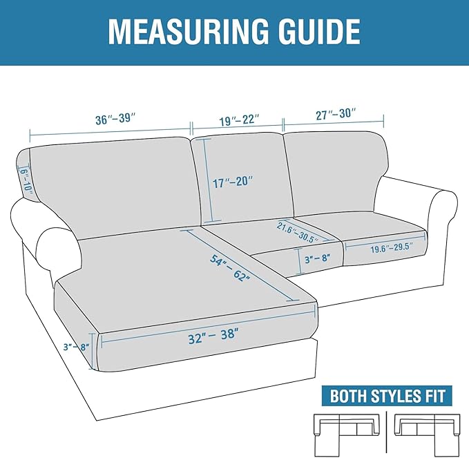 H.VERSAILTEX Sectional Couch Covers 6 Pieces Stretch Sofa Covers - Image 3