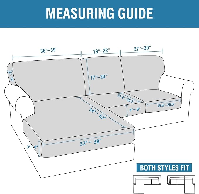 H.VERSAILTEX Sectional Couch Covers 6 Pieces Stretch Sofa Covers - Image 2