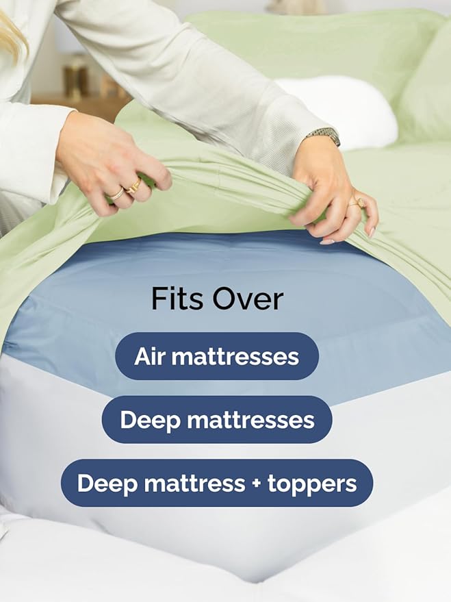 Extra Deep Twin XL Sheet Set - 4 Piece Breathable and Cooling Sheets - Hotel Luxury Bed Sheets Set - Easy Fit - Soft, Wrinkle Free and Comfy Sheets Set - Light Sage Sheet Set with Extra Deep Pockets