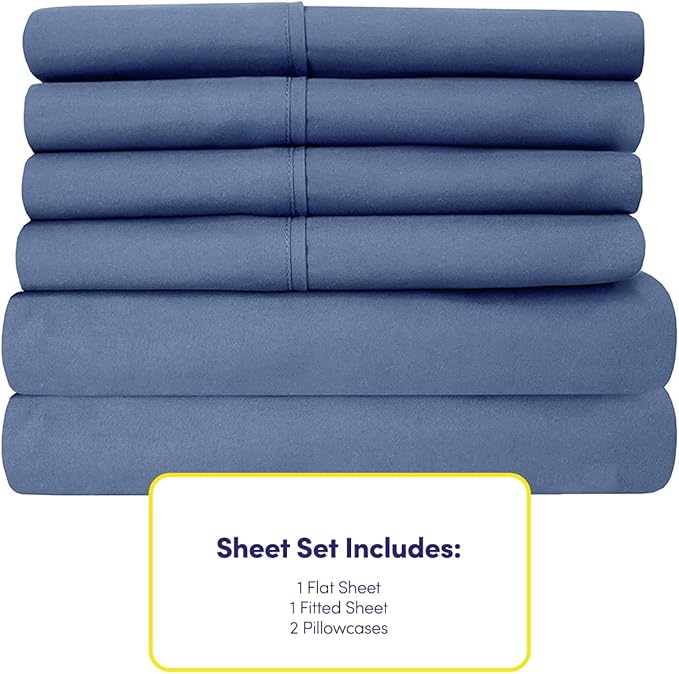 Twin XL Size Bed Sheets - 4 Piece 1500 Supreme Collection Fine Brushed Microfiber Deep Pocket Twin X-Large Sheet Set Bedding - 1 EXTRA PILLOW CASES, GREAT VALUE, Twin XL, Denim