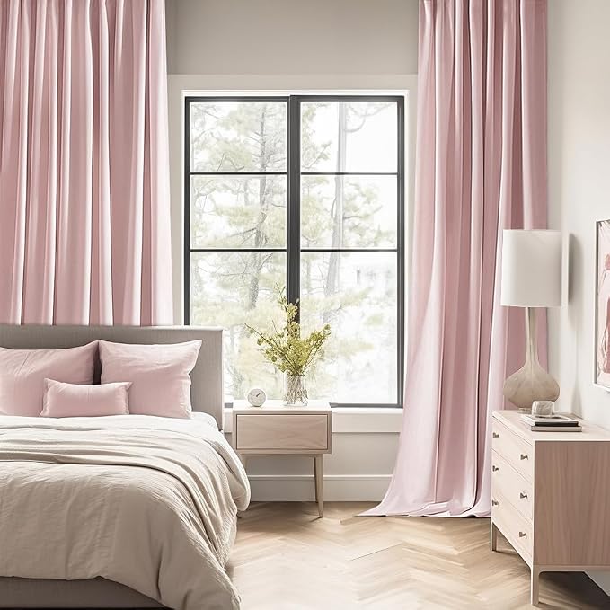 MIULEE Light Pink Back Tab Blackout Curtains 52x120 Inch Long 2 Panels Set | - Image 2