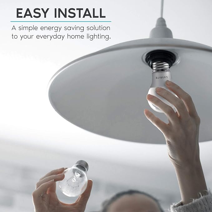 LUXRITE A15 LED Bulb 40W Equivalent, 7W, 5000K (Bright White), 600 Lumens, Enclosed Fixture Rated, Dimmable Ceiling Fan Light Bulbs, E26 Medium Base, UL Listed - Indoor and Outdoor (12 Pack)
