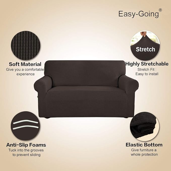 Easy-Going Stretch Oversized Sofa Couch Slipcover Washable Chocolate | 1-Piece - Image 3