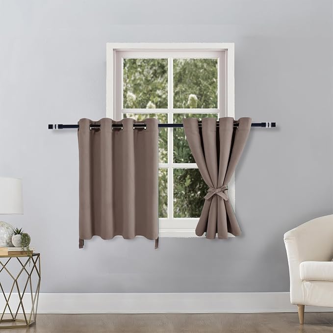 RV Blackout Curtains for Bedroom, 52 x 30 Inches Long Tan, 2 Panels | Thermal - Image 2