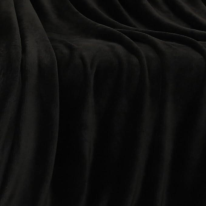 Black Fleece Plush Throw Blanket 50"x70"for Couch Sofa Fuzzy Cozy Flannel | - Image 5