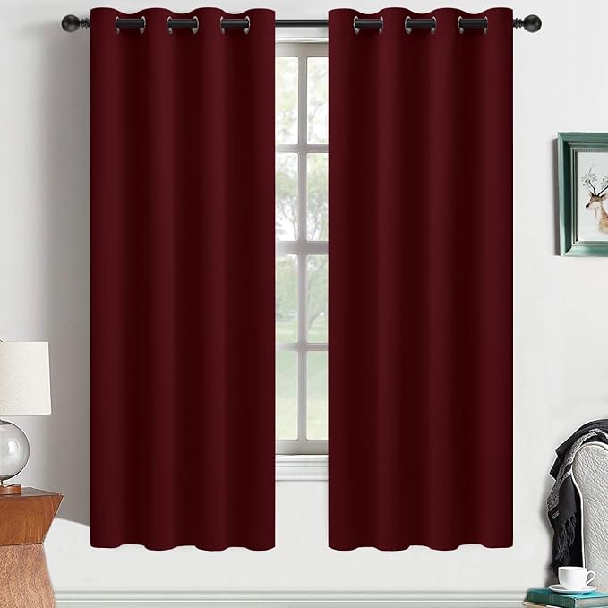 Yakamok Room Darkening Curtains 52x63 inch Length Wine Red-Living Room | 2 by Yakamok