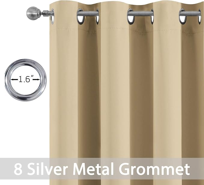 Yakamok Room Darkening Curtains 52x72 inch Length Beige-Living Room | 2 panels - Image 4