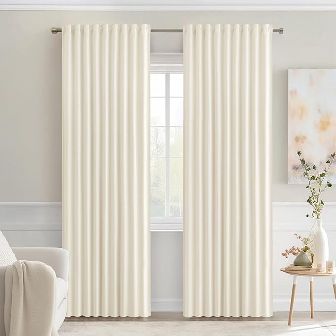 MIULEE Birch Back Tab Blackout Curtains 52x90 Inch Long 2 Panels Set | Rod by MIULEE