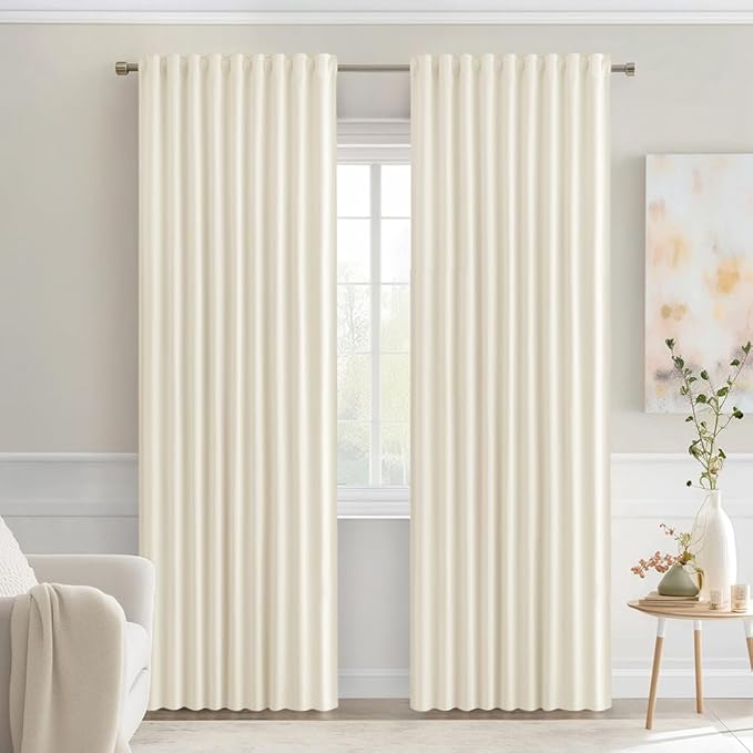 MIULEE Birch Back Tab Blackout Curtains 52x72 Inches Long 2 Panels Set | Rod by MIULEE