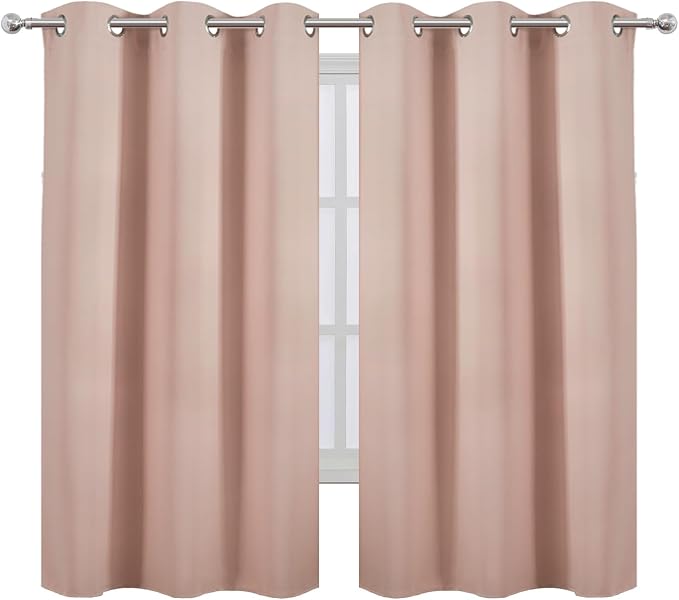 Blackout Curtains 42 x 63 inch/Blush Curtains Set of 2 Panels/Thermal Insulated - Image 2