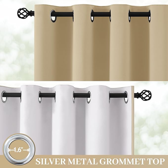 Yakamok Beige 100% Blackout Curtains 63 Inches Long - Image 2
