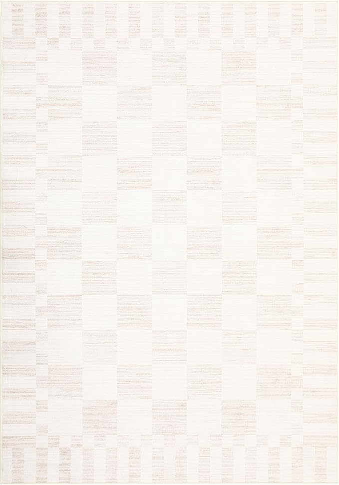 GarveeHome Beige Checkered Rug 5x7 Area Rugs Washable Checkerbroad 5x7 Rug | - Image 5