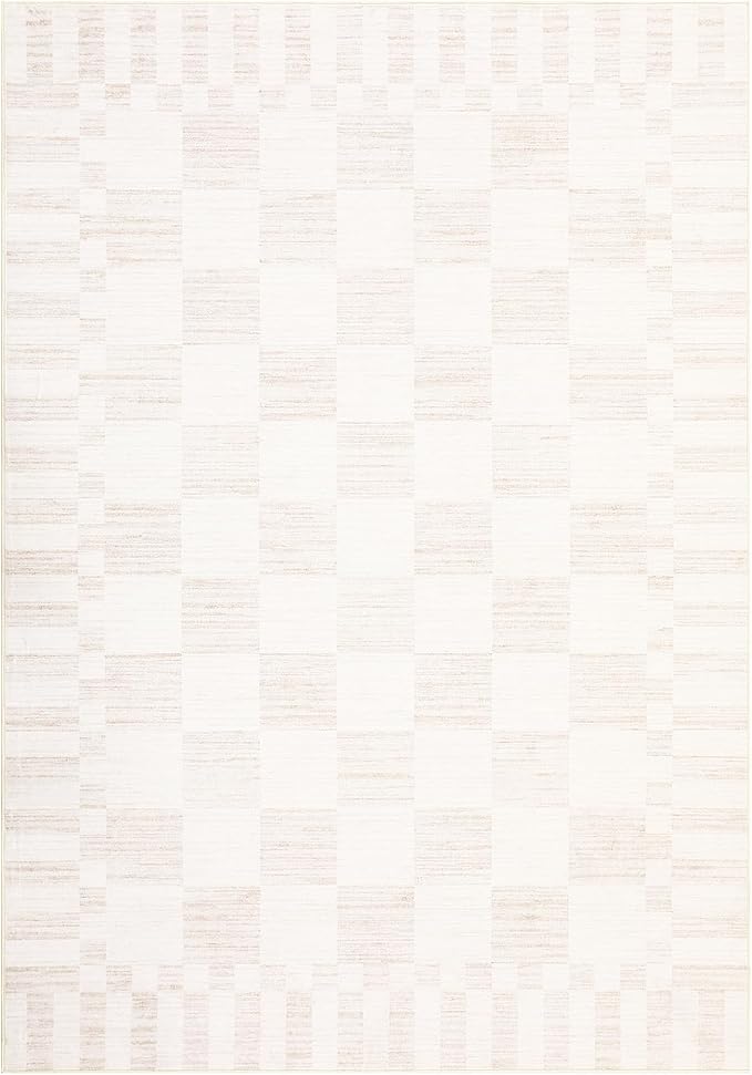 GarveeHome Beige Checkered Rug 6x9 Area Rugs Living Room Checkerboard Rug | - Image 5