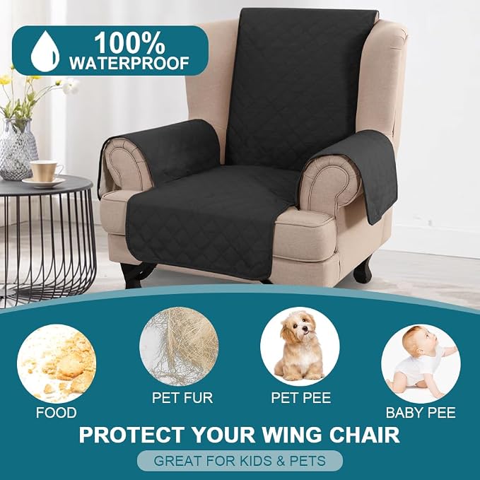 Turquoize 100% Waterproof Wing Chair Cover Wing Armchair Slipcovers Chair Couch - Image 2