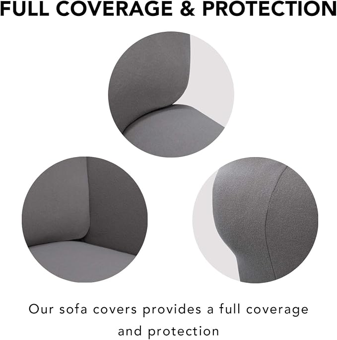 PureFit Stretch Couch Covers for Sofa 4 Seater Slipcovers Light Gray | 1-Piece - Image 3