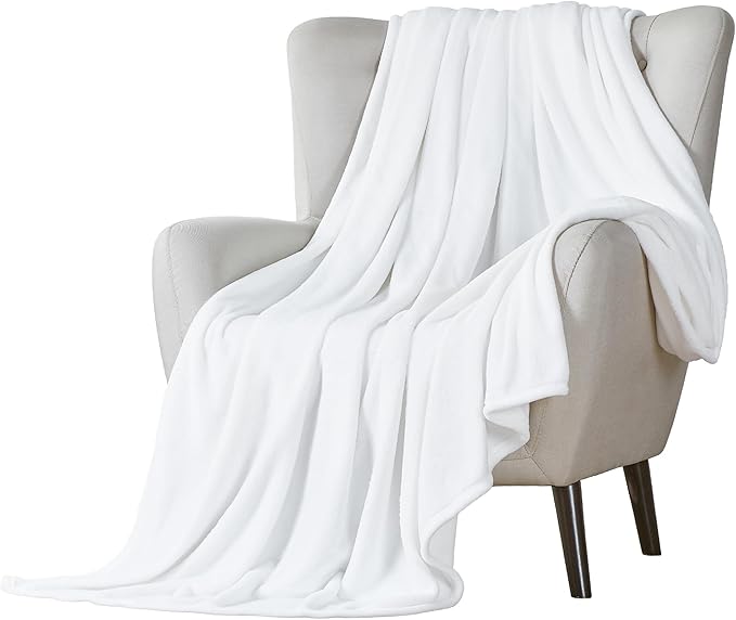 Walensee Fleece Blanket Plush Throw Fuzzy Lightweight (King Size 108x90 White) Super Soft Microfiber Flannel Blankets for Couch, Bed, Sofa Ultra Luxurious Warm and Cozy for All Seasons
