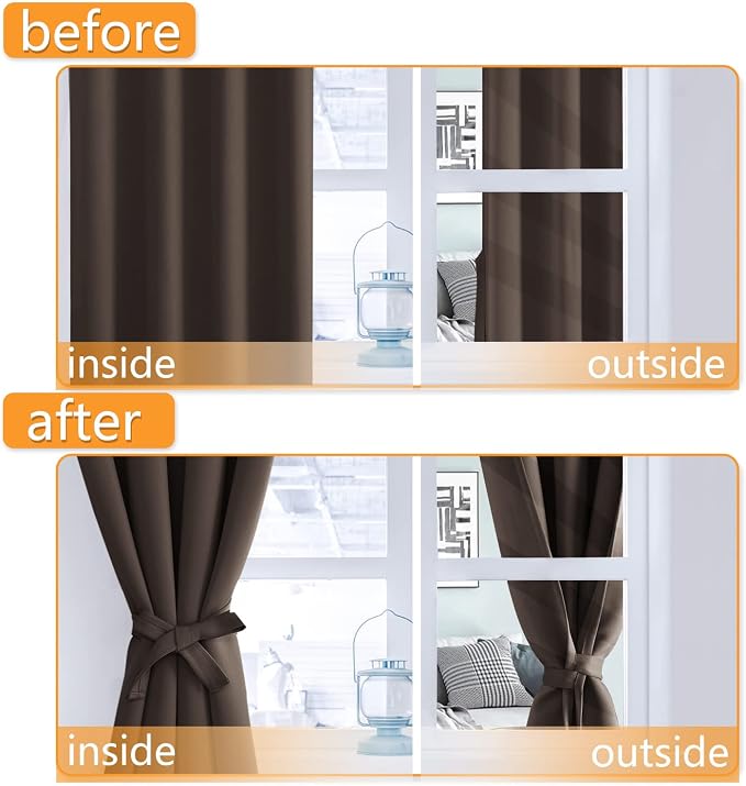 Blackout Curtains for Bedroom, 52 x 54 Inches Long, 2 Panels | Thermal - Image 4