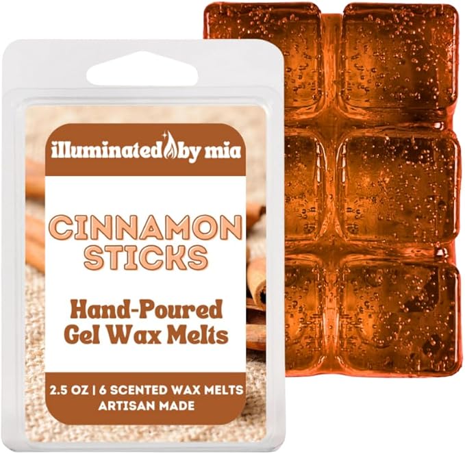 Cinnamon Trio Gel Wax Melts - Jelly Cubes for Wax Warmer, Reusable Mess Free 96 Hr Burn Time, Paraben Phthalate Free Melts, Includes Welcome Home, Cinnamon Sticks, Cinnamon Apple Pie