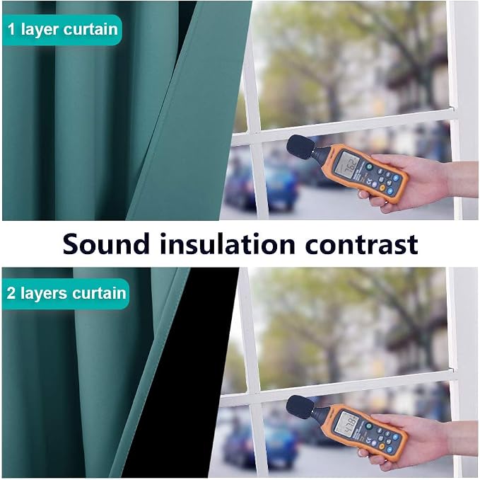 NICETOWN 100% Blackout Curtains 45 inches Long, Sea Teal, 1 Pair, 42 inches - Image 4