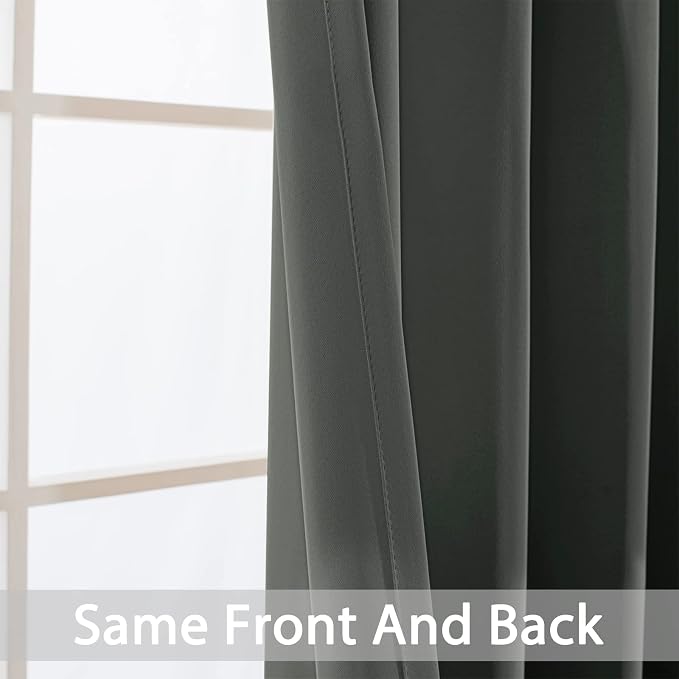 Yakamok Room Darkening Curtains 62x96 inch Length Dark Grey-Living Room | 2 - Image 6
