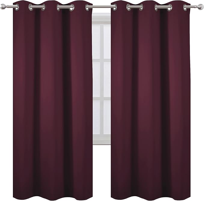 Burgundy Red Blackout Curtains/42 x 72 Inch/Set of 2 Panels Room Darkening - Image 2