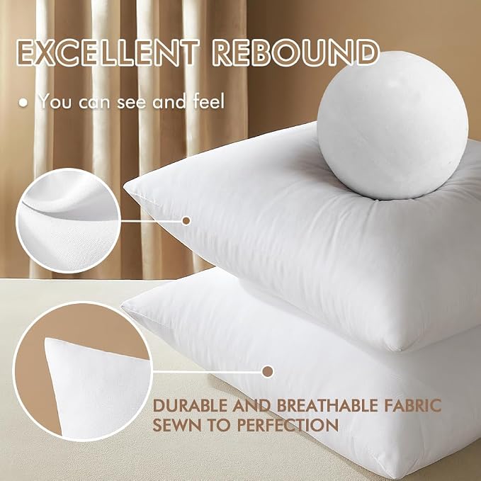 MIULEE 24x24 Euro Pillow Inserts Set of 2, Throw Pillows - Image 3
