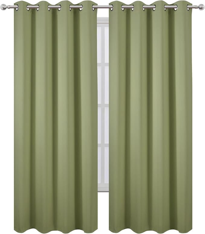 Blackout Curtains 66 x 95 inch/Sage Green Curtains Set of 2 Panels/Thermal - Image 2