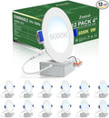 zouzai 12 Pack 4 Inch 6000K Ultra-Thin LED Recessed Light with Junction Box, 9W 810lm Dimmable,Ra>85 High Brightness - ETL an Energy Star Certified