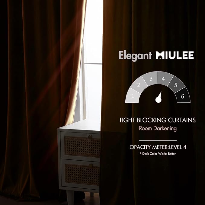 MIULEE Velvet Curtains 52x108 inches 2 Panels Fall Orange Blackout Curtains | - Image 5
