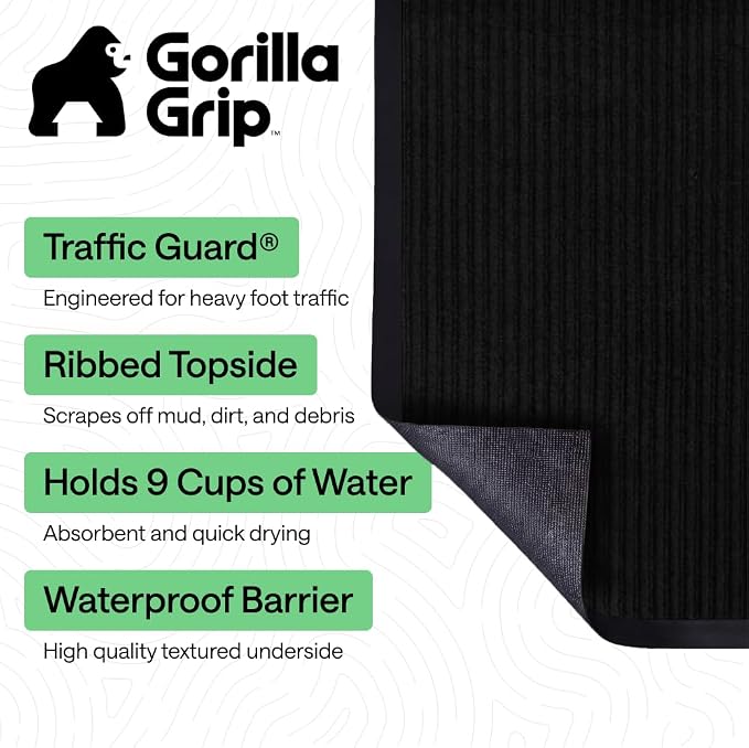 GORILLA GRIP Waterproof Traffic Guard Door Mat, Indoor Outdoor Heavy Duty - Image 2