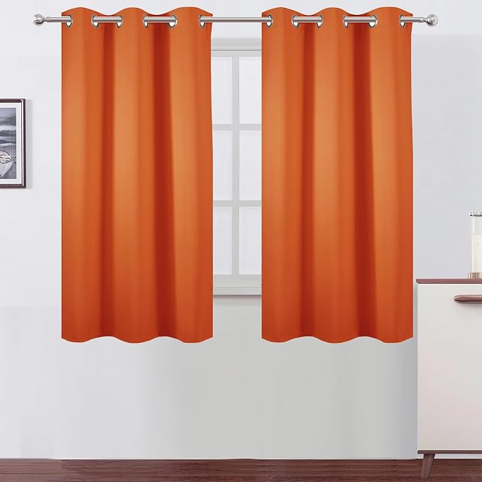 Orange Blackout Curtains/38 x 54 Inch/Set of Two Panels Grommet Living Room by Lemomo