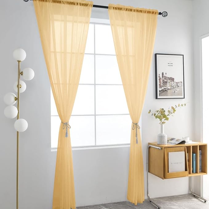 SpaceDresser Sheer Voile Window Treatment Rod Pocket Curtain Panels - Image 2