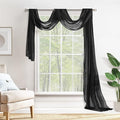 MIULEE Black Window Scarf Valance for Halloween Party - Sheer Curtain Scarf Topper Window Treatment Decorative Drapes for Wedding Arch Ceremony Canopy Bed, Swag Curtain One Panel, 37"x 216"