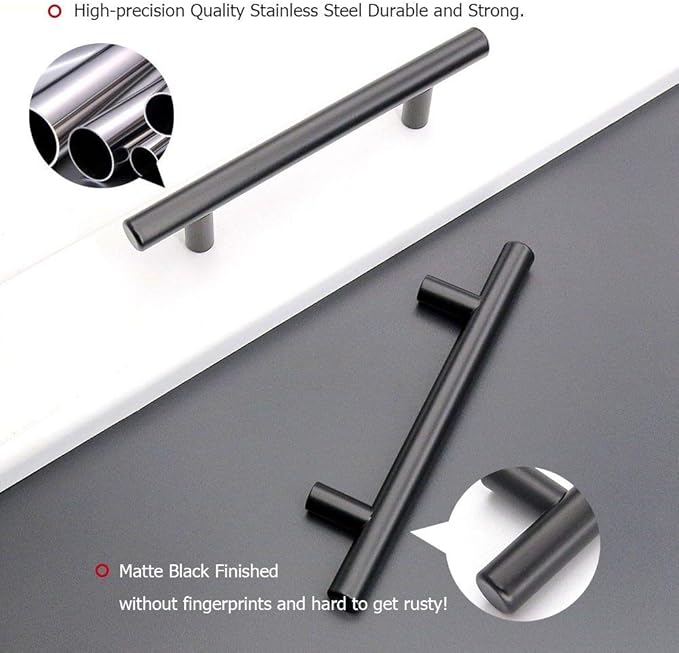 homdiy 3.5in Cabinet Pulls Black - HD201BK Matte Black Cabinet Hardware 25 Pack Black Handles for Cabinets Vintage Cabinet Handles and Drawer Pulls