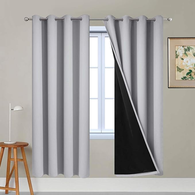 Yakamok Light Grey 100% Blackout Curtains 72 Inches Long 52" Wide 2 Panel | by Yakamok