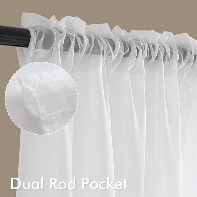 MIULEE White Short Sheer Curtains 54 Inches Long 4 Panels 42 x 54 Inches | - Image 3