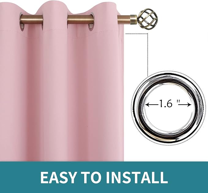 BGment Room Darkening Curtains 84 Inches Long - Grommet Thermal Insulated Drapes Window Treatment Curtains for Bedroom, 2 Panels, 38 x 84 Inch, Baby Pink